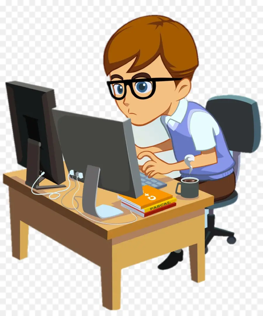 Hombre En La Computadora，Oficina PNG