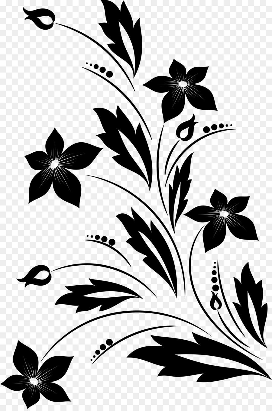 Diseño Floral Negro，Flor PNG