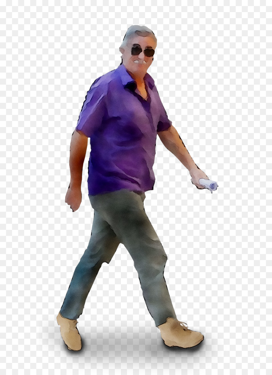 Hombre De Camisa Púrpura，Caminando PNG