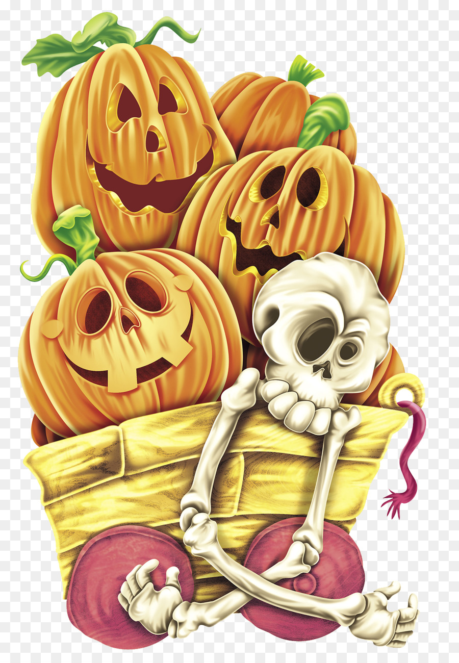 Calabazas Y Esqueleto，Jack O' Lantern PNG