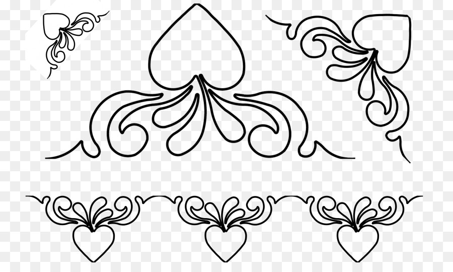 Diseño Floral，Negro Blanco M PNG