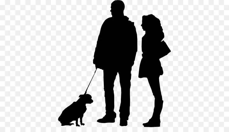 Silueta De Una Pareja Con Un Perro，Pareja PNG