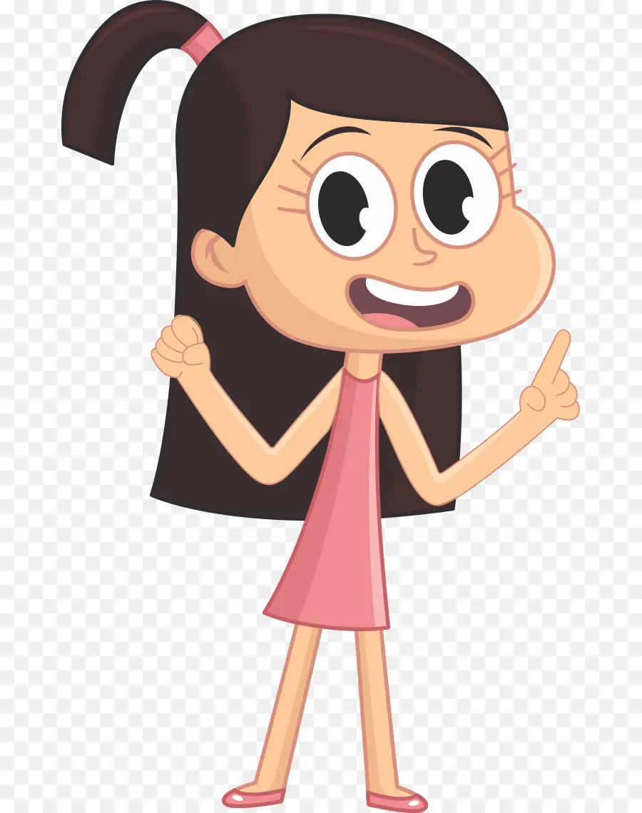 Niña De Dibujos Animados，Vestido Rosa PNG