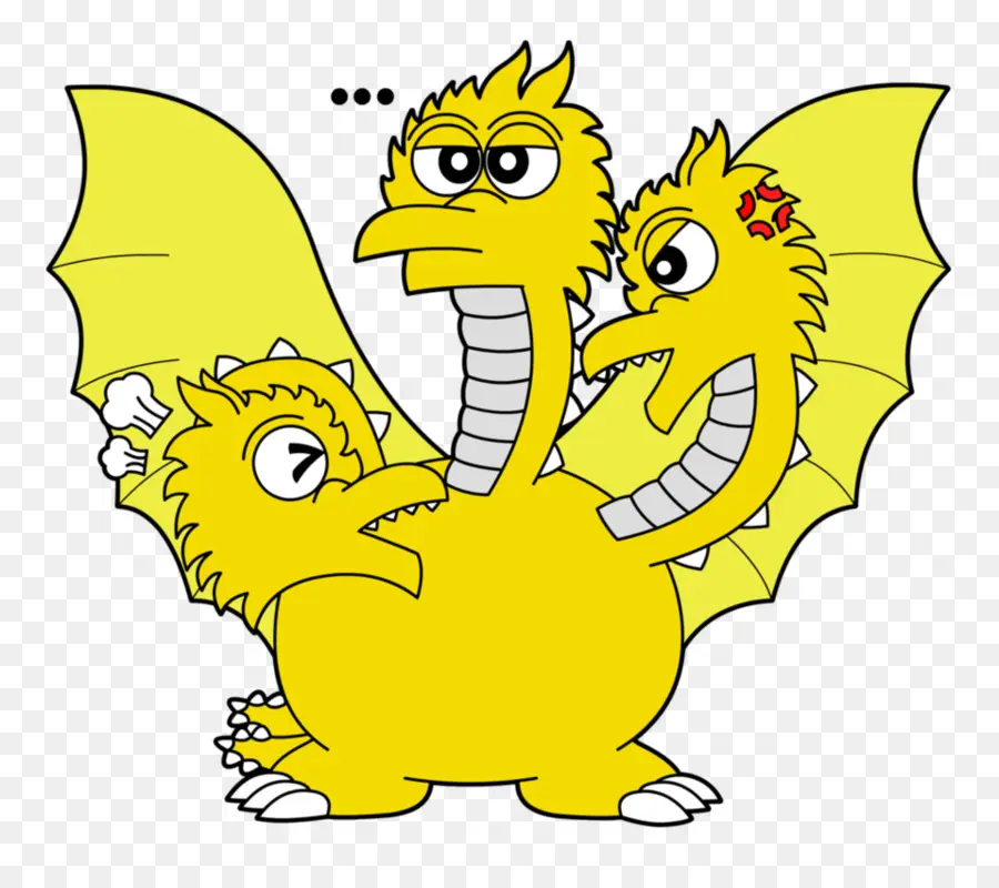 Dragón De Tres Cabezas，Amarillo PNG