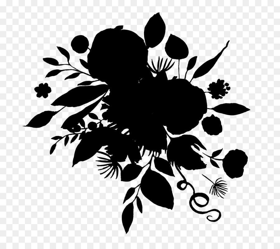 Negro Blanco M，Diseño Floral PNG