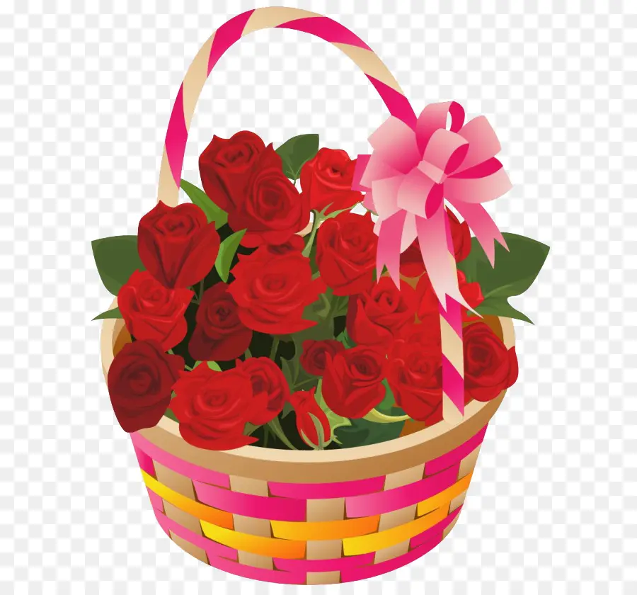 Canasta De Rosas，Rojo PNG