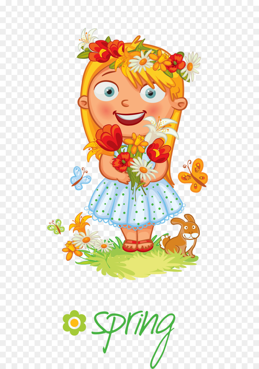 Chica Con Flores，Primavera PNG