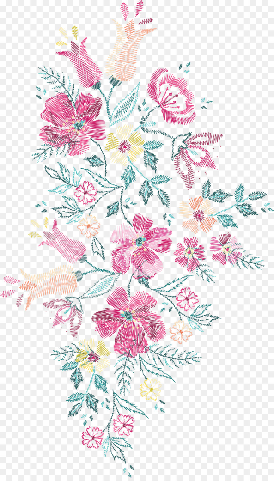 Bordado Floral，Flores PNG