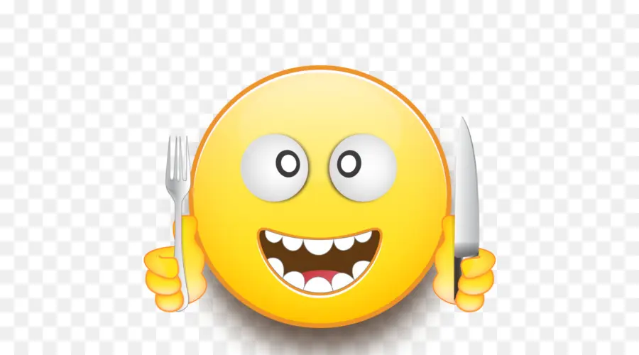 Emoji Hambriento，Tenedor PNG