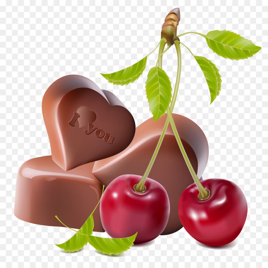 Chocolates Y Cerezas，Forma De Corazón PNG