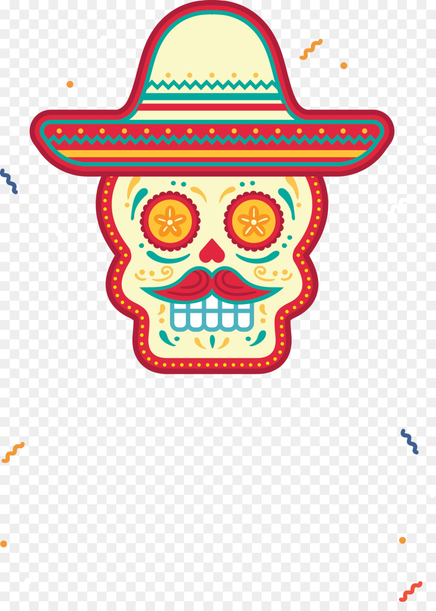 Calavera Colorida，Sombrero PNG