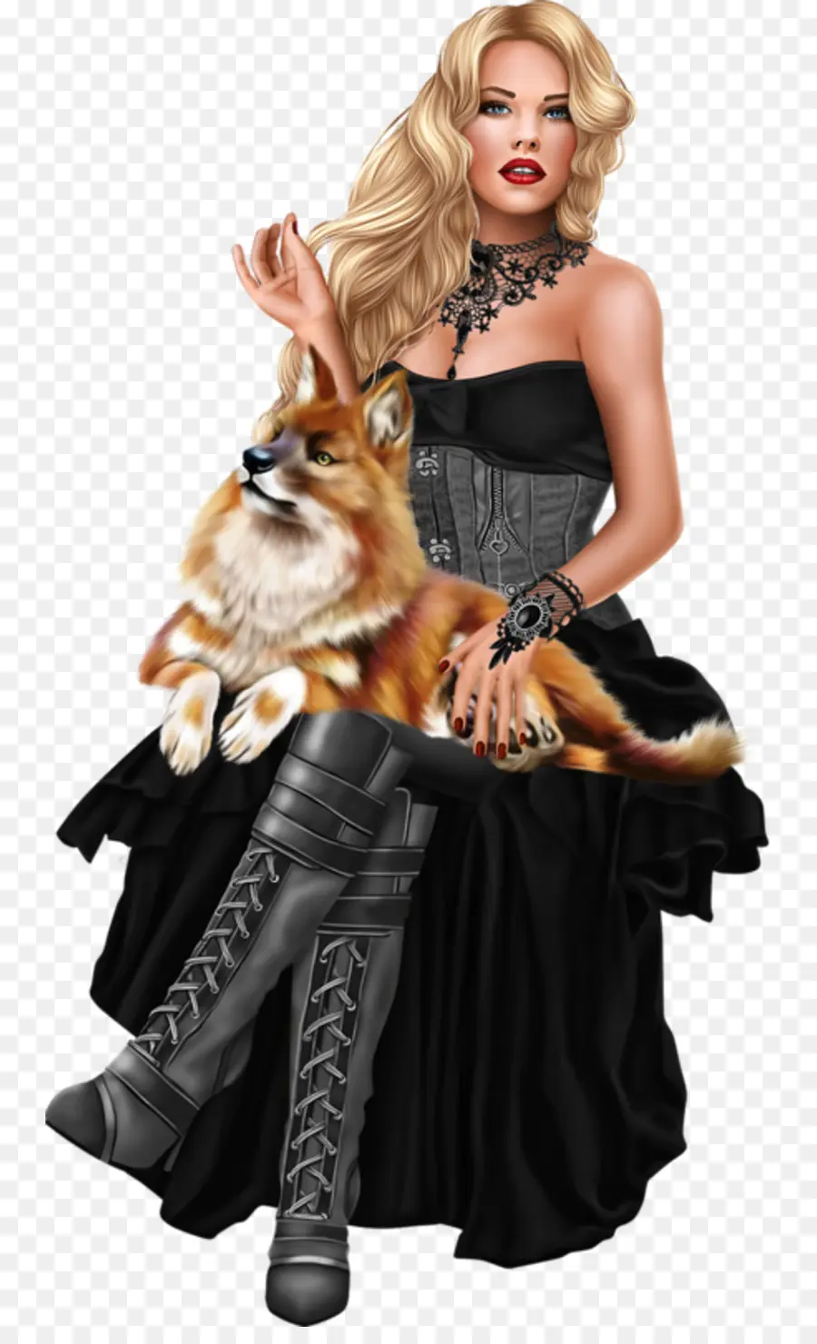 Mujer Con Zorro，Rubio PNG