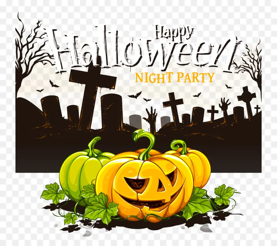 Calabazas De Halloween，Fiesta Nocturna PNG