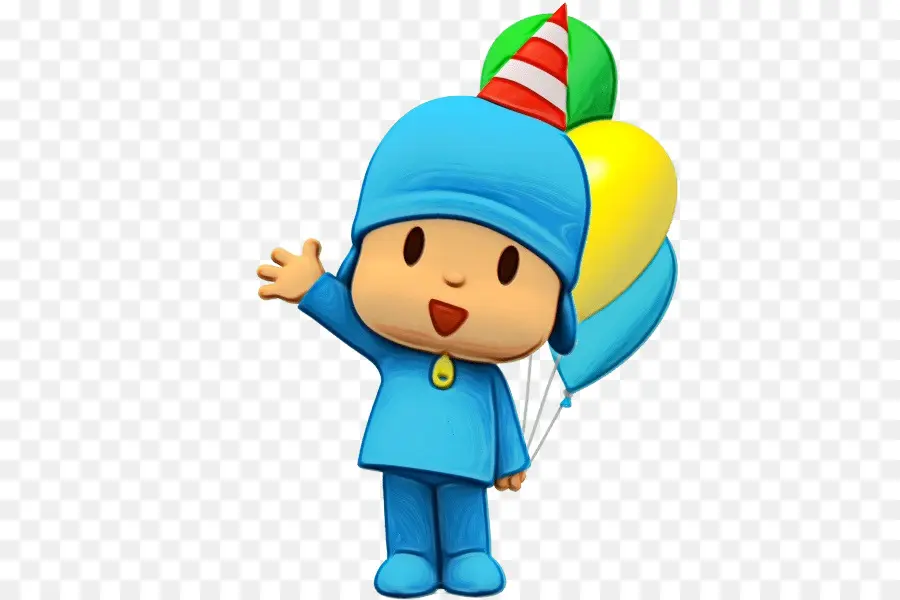 Personaje Azul Con Globos，Sombrero De Fiesta PNG