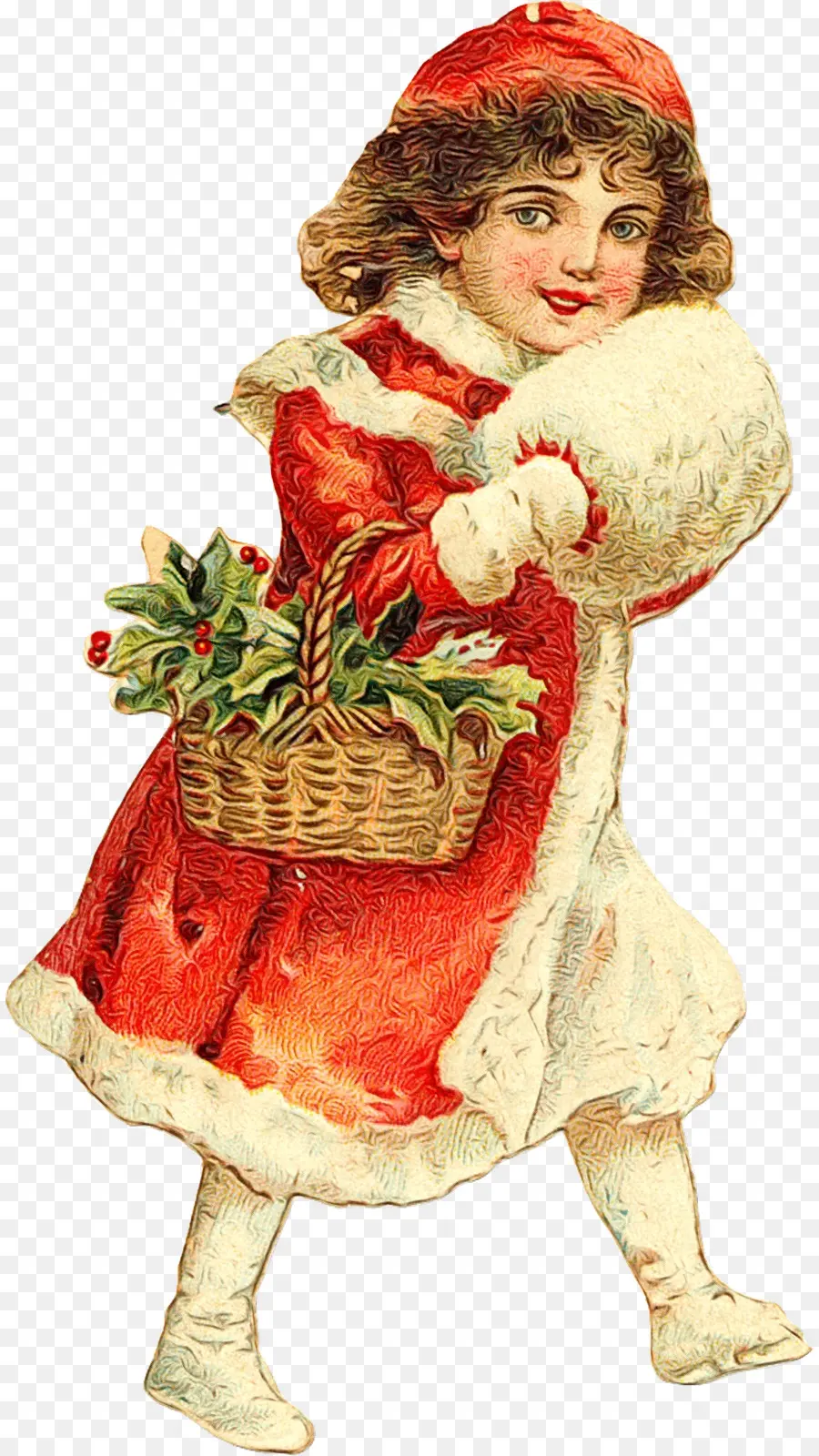 Chica En Vestido Rojo，Navidad PNG