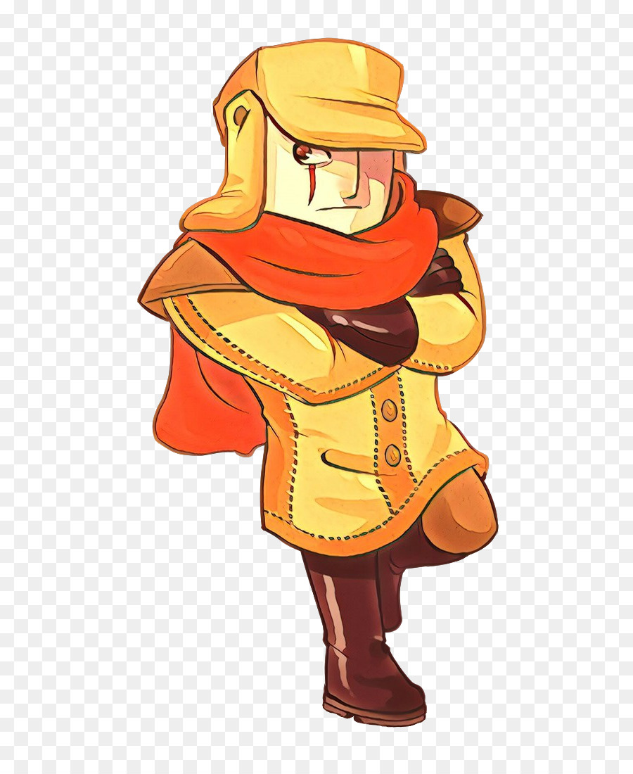 Personaje De Dibujos Animados Con Abrigo Amarillo，Bufanda Roja PNG