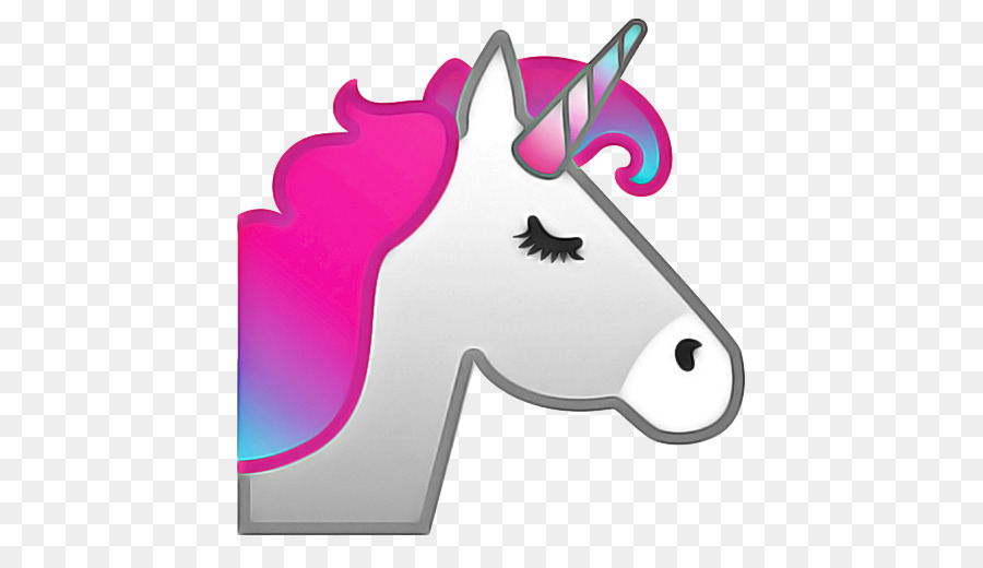 Unicornio Emoji，Melena Rosa PNG