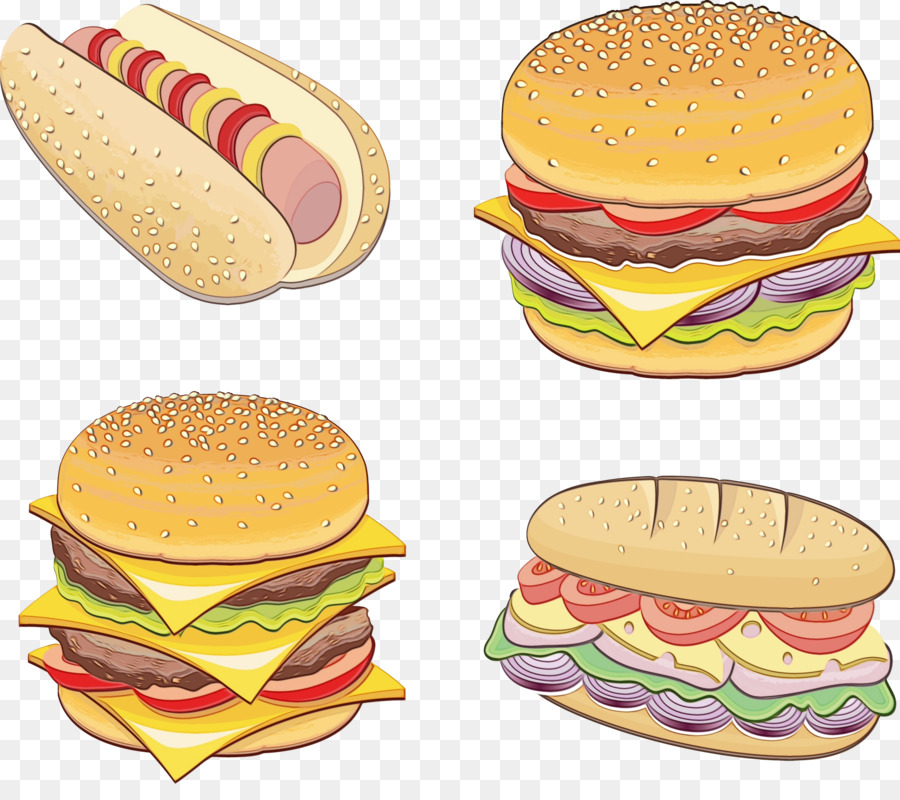 Hamburguesas Y Papas Fritas，Comida Rápida PNG