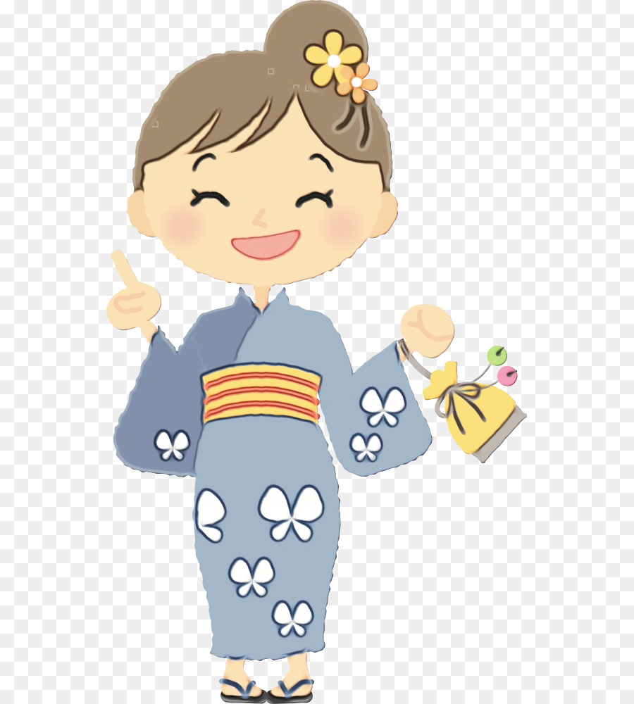 Chica En Kimono，Flor PNG