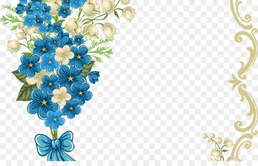 Flores Azules Y Blancas，Ramo PNG