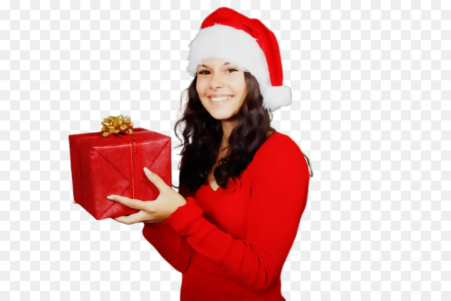 Mujer Con Regalo，Navidad PNG