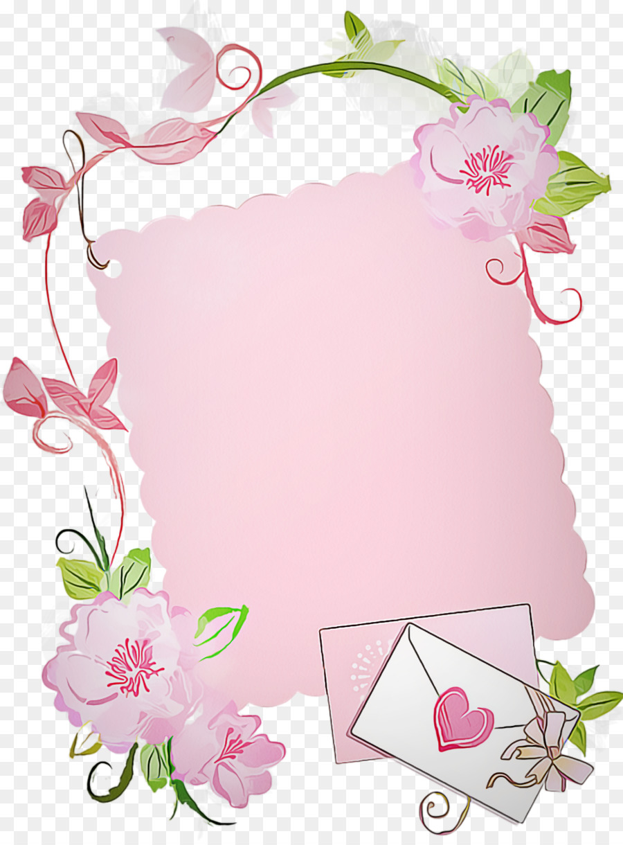 Sobre Floral Rosa，Tarjeta PNG