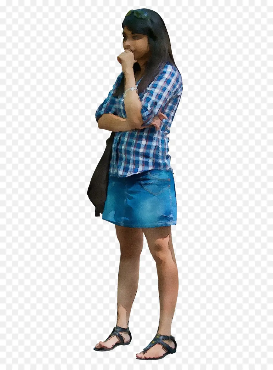 Mujer De Azul，De Pie PNG