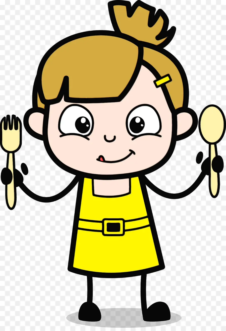 Chica Con Utensilios，Tenedor PNG