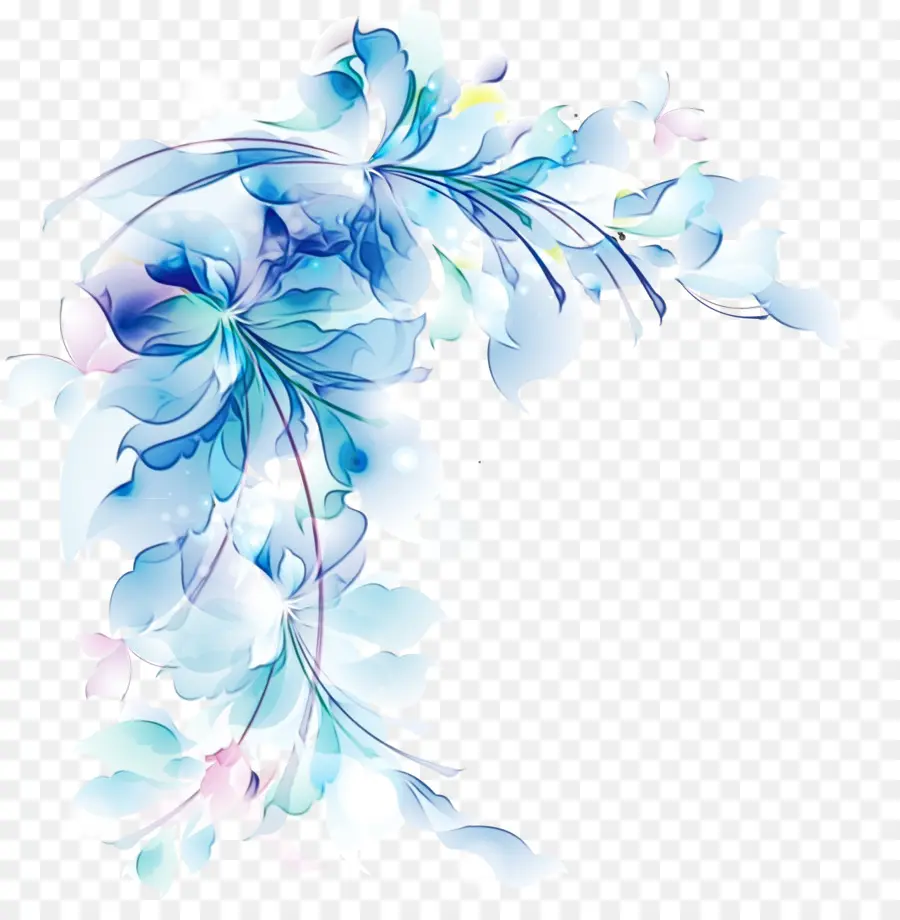 Azul，Flor PNG