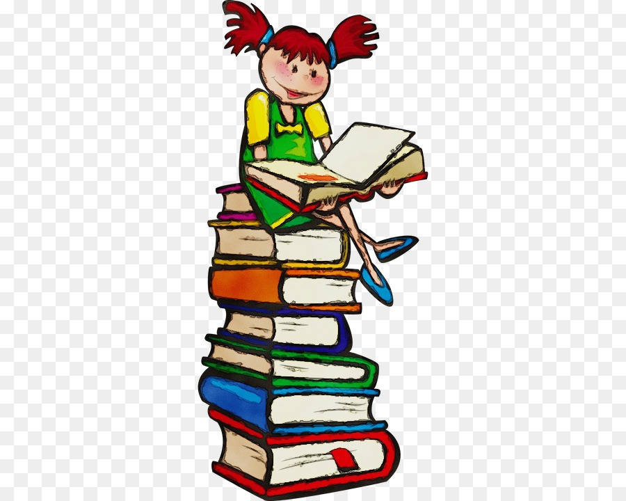 Niña Leyendo，Libros PNG