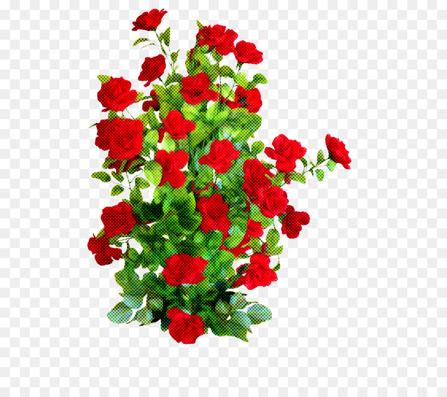 Flores Rojas，Hojas Verdes PNG