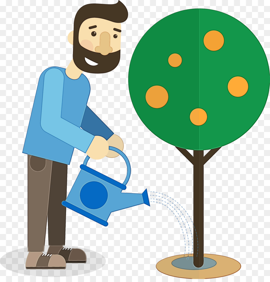 Hombre Regando árbol，Regadera PNG