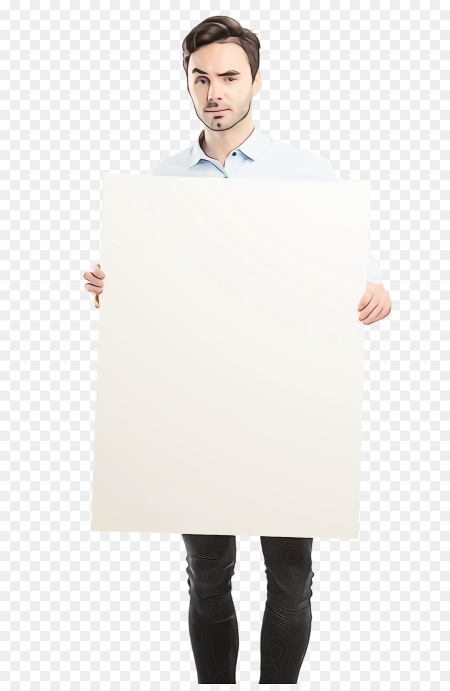 Hombre Sujetando Cartel En Blanco，Firmar PNG