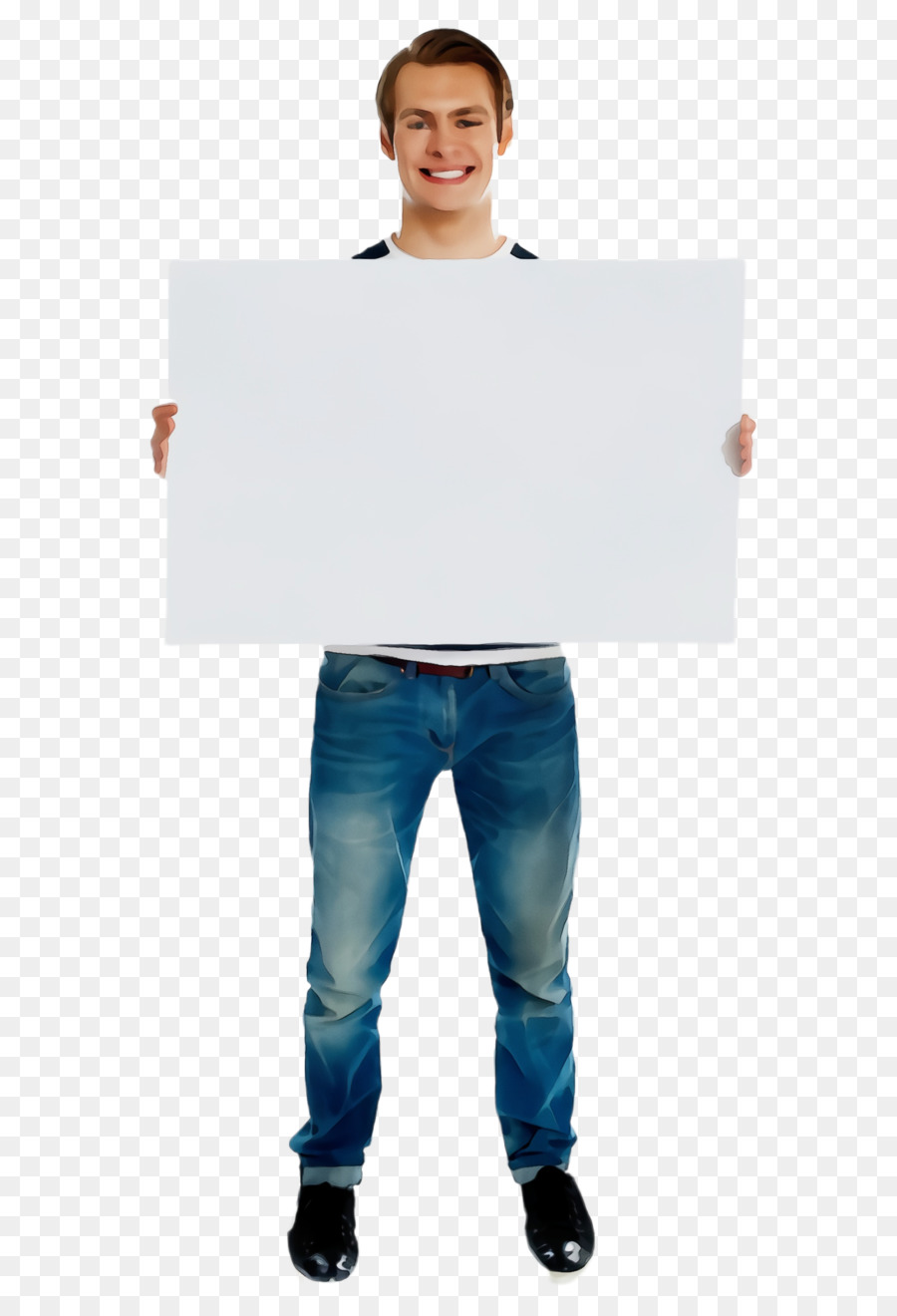 Hombre Sujetando Cartel En Blanco，Firmar PNG