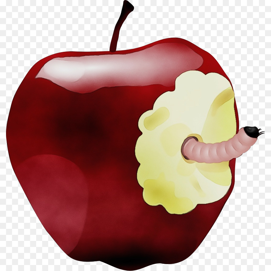 Manzana Con Gusano，Rojo PNG