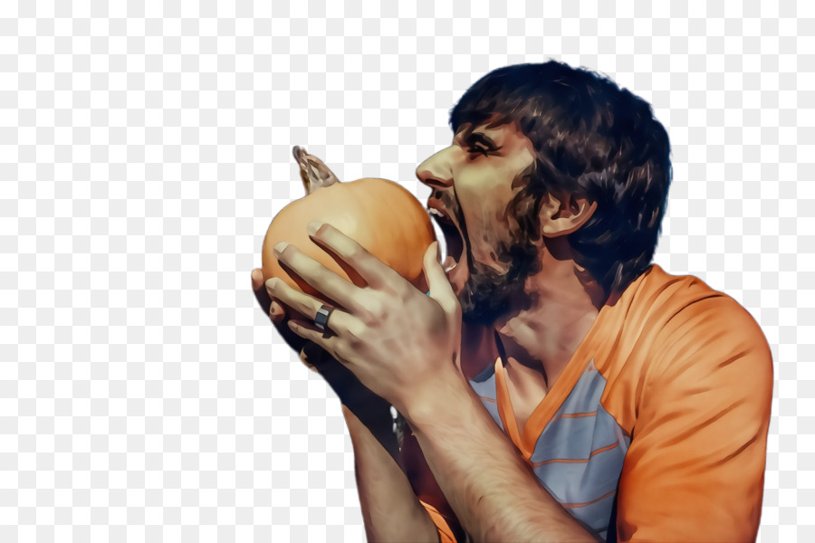 Hombre Con Calabaza，Comiendo PNG