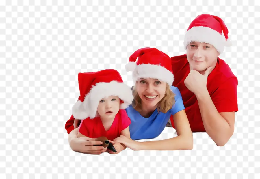 Familia Con Gorros De Papá Noel，Gorros De Papá Noel PNG