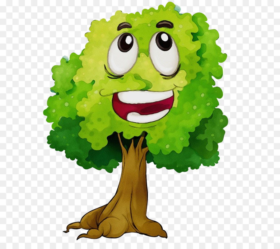 árbol De Dibujos Animados，Sonriente PNG