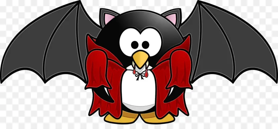 Pingüino Disfrazado De Vampiro，Alas De Murciélago PNG