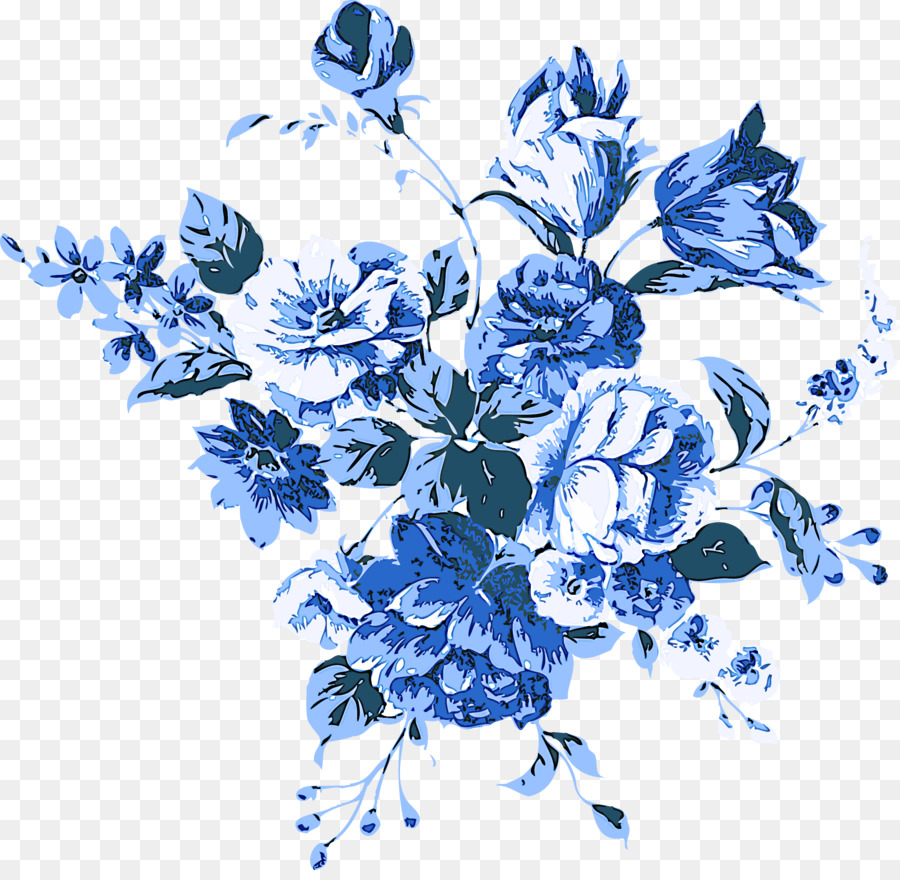 Azul，Flor PNG