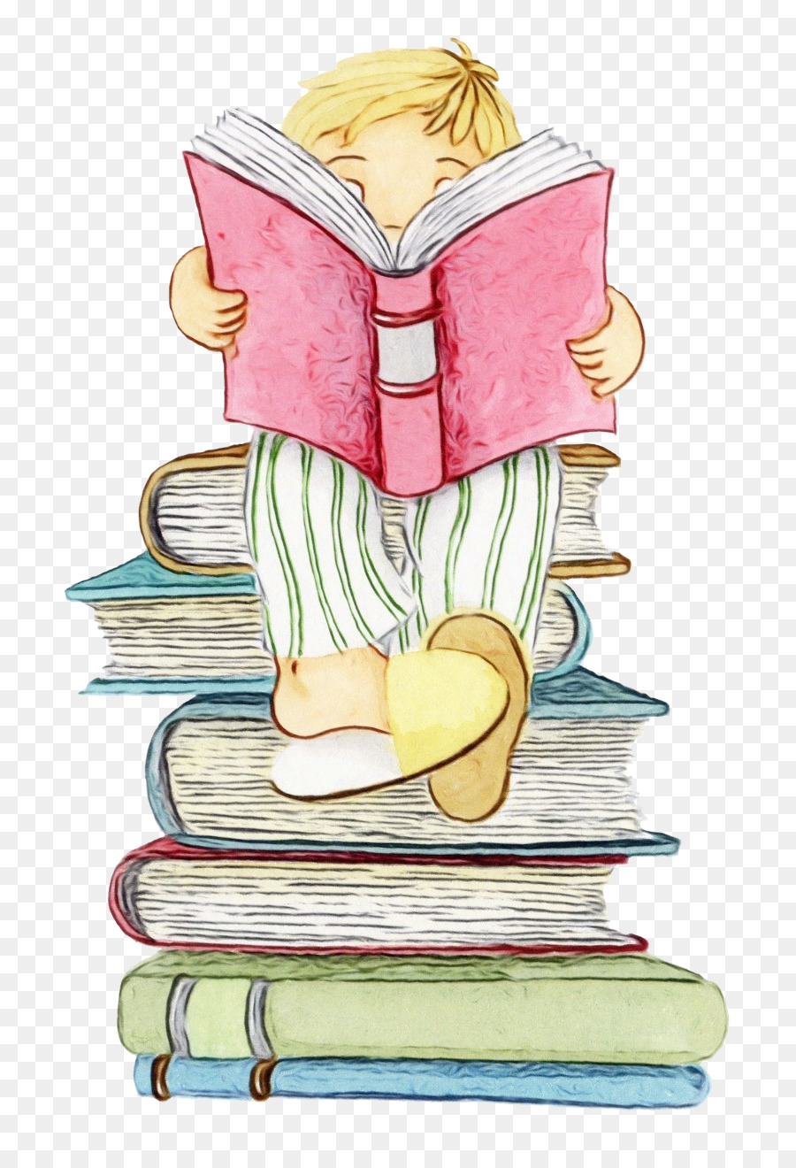 Niña Leyendo，Libros PNG