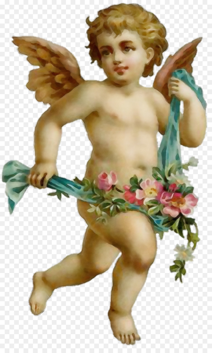 Ángel Con Flores，Querubín PNG