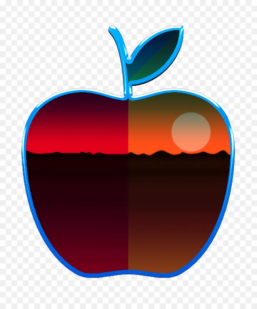 Manzana Con Puesta De Sol，Fruta PNG