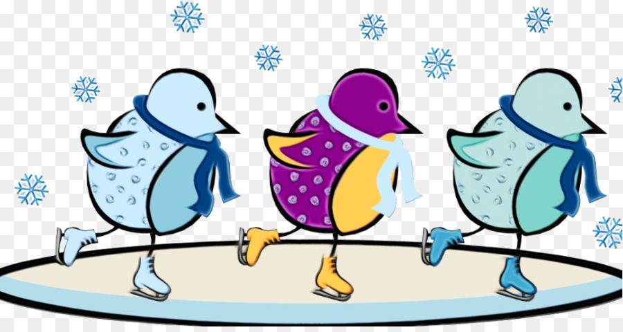 Aves Patinando Sobre Hielo，Invierno PNG