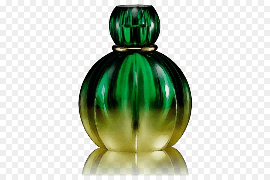 Botella De Perfume Verde Y Dorado，Fragancia PNG