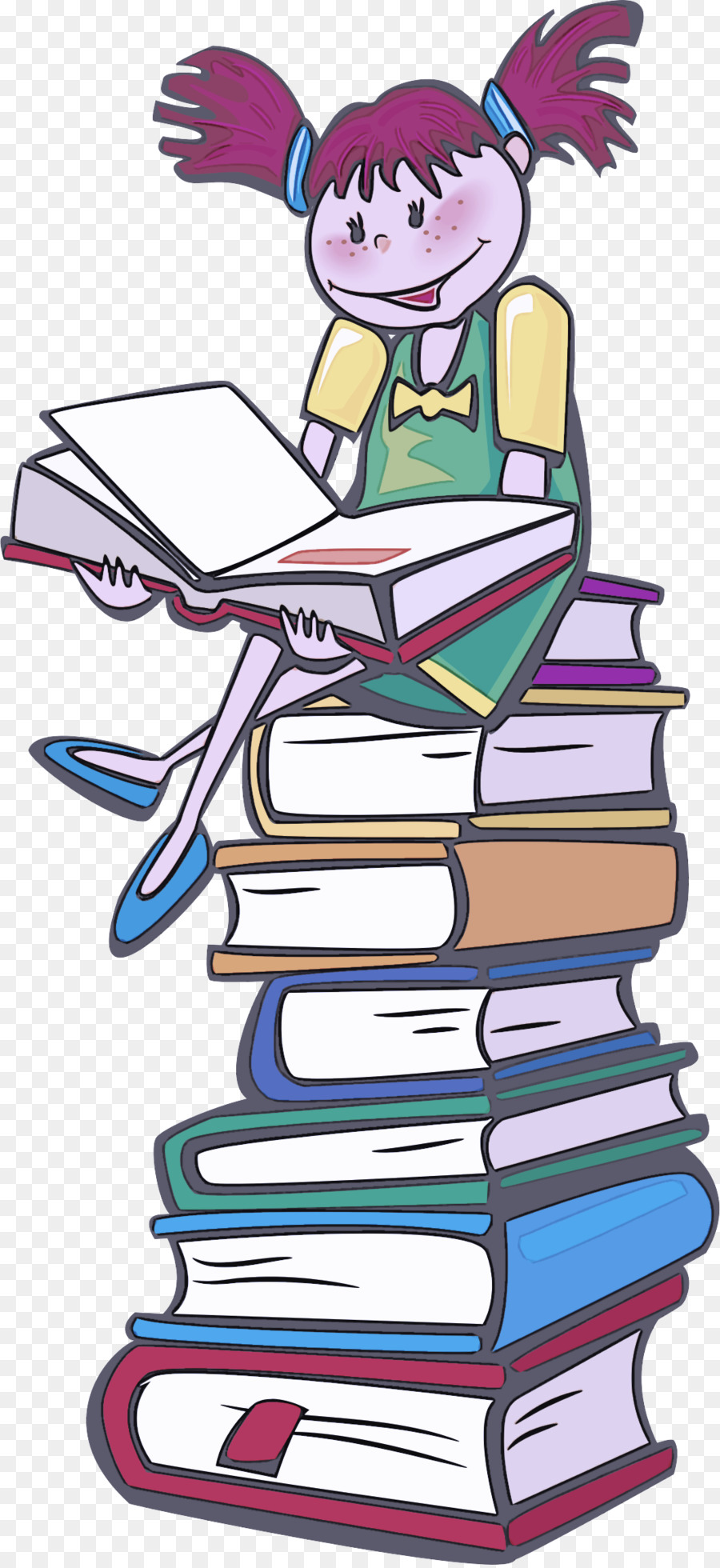 Niña Leyendo，Libros PNG