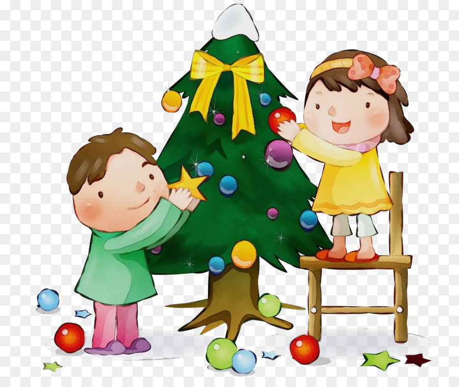 Niños Decorando El árbol De Navidad，Navidad PNG