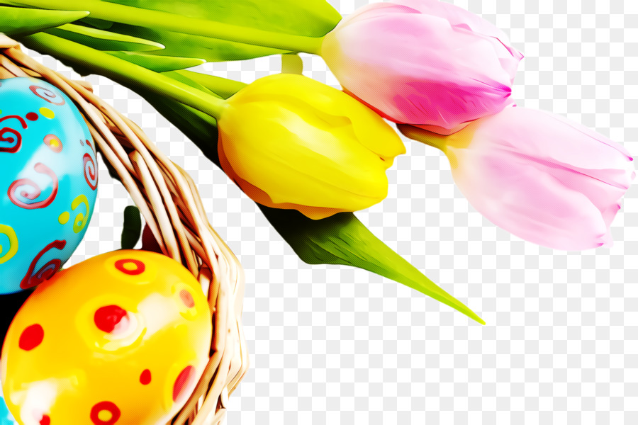 Huevos De Pascua，Tulipanes Amarillos PNG