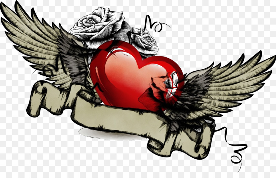 Corazón Con Alas，Rosa PNG