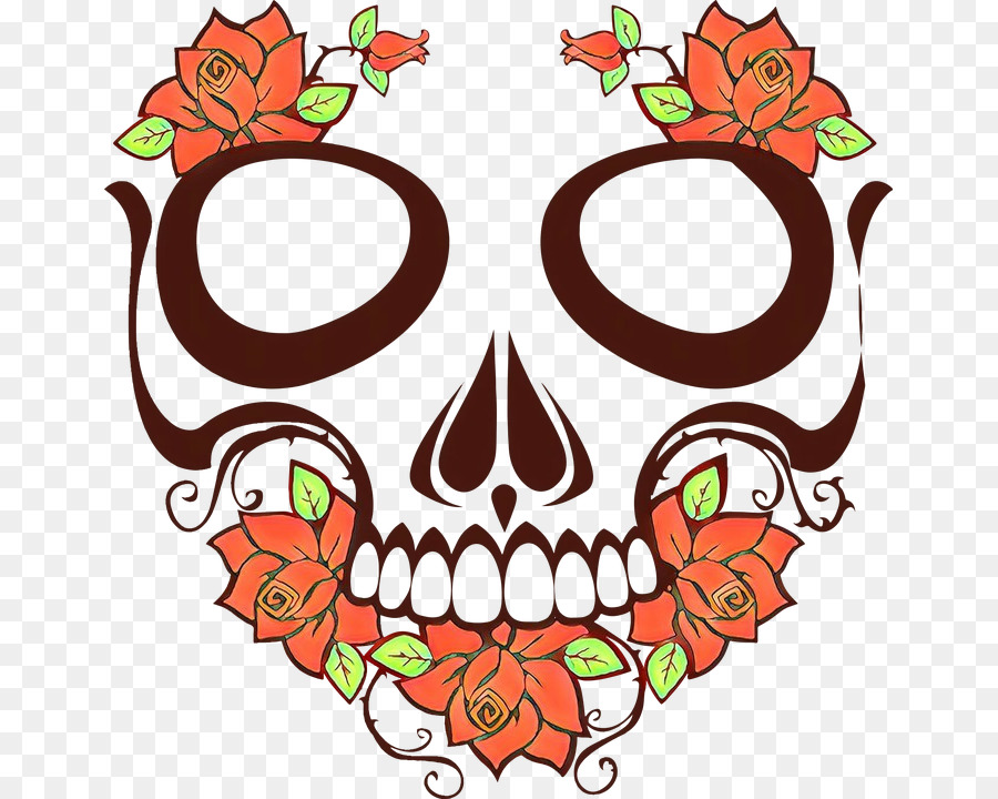 Calavera Con Rosas，Diseño PNG